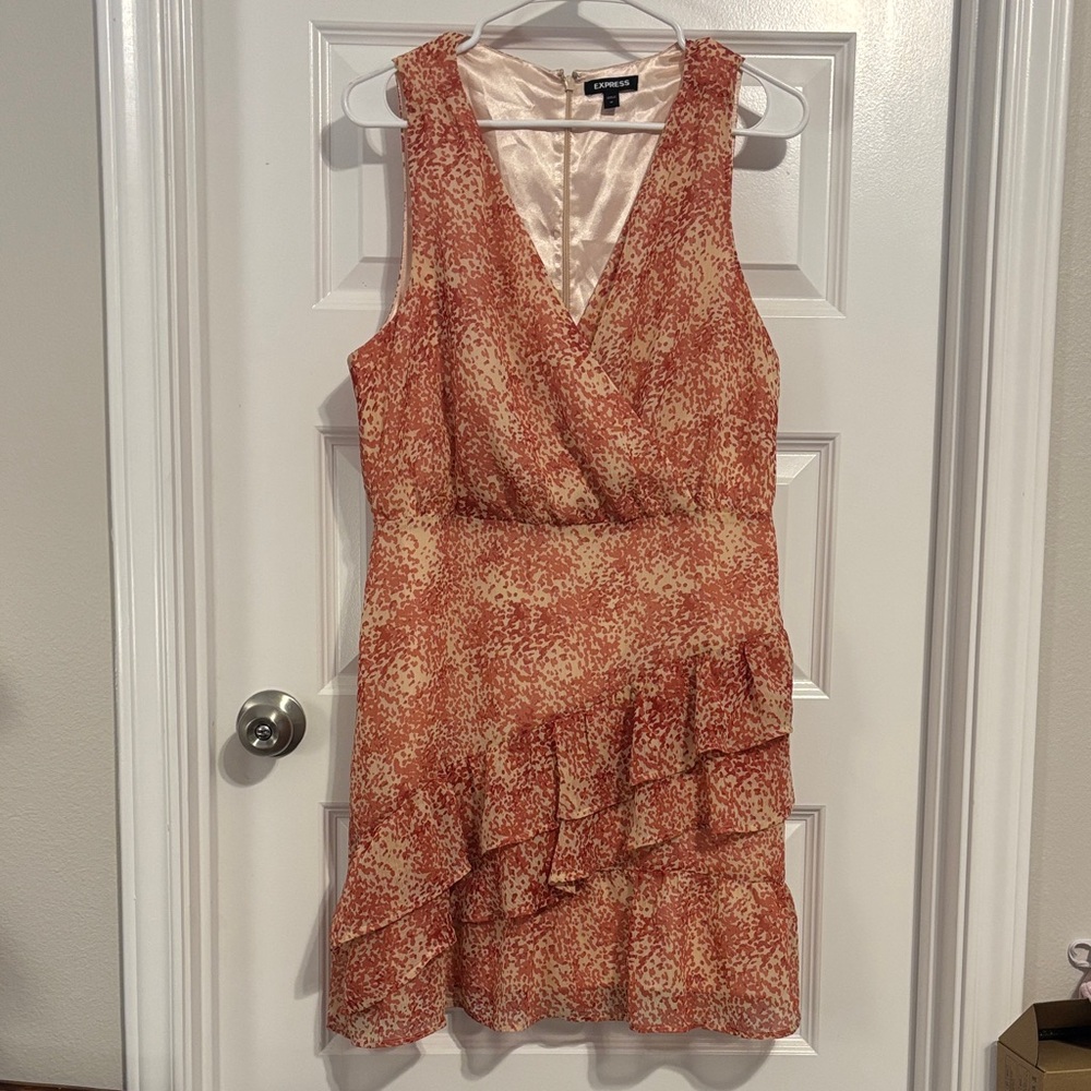 Express Women's Orange Ruffle Mini Dress